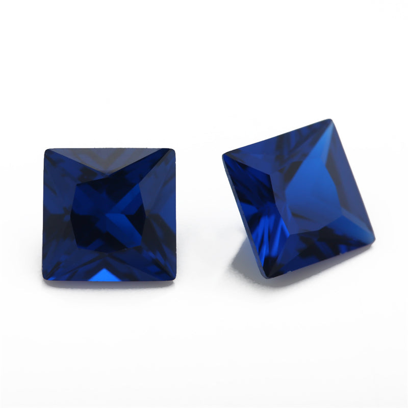 Size 3x3~10x10mm Square Princess Cut 113# Color Blue Stone Loose Spinel Synthetic Gemstone for Jewelry