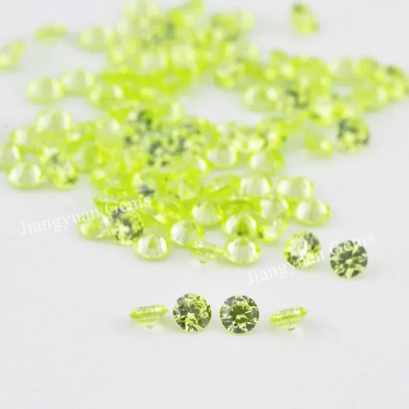 Size 0.8~10.0mm 5A Round Cut Apple Green Cubic Zirconia Stone Loose CZ Synthetic Gemstone for Jewelry Making