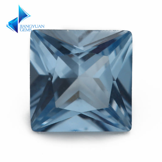 Size 3x3~10x10mm Square Princess Cut 106# Color Blue Stone Loose Spinel Synthetic Gemstone for Jewelry