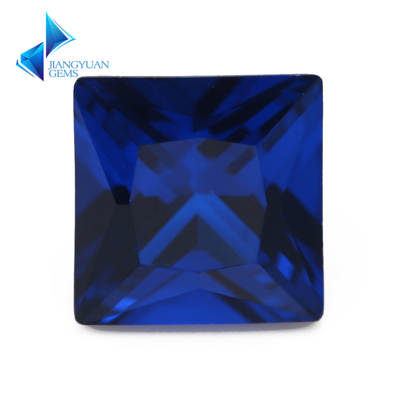 Size 3x3~10x10mm Square Princess Cut 112# Color Blue Stone Loose Spinel Synthetic Gemstone for Jewelry