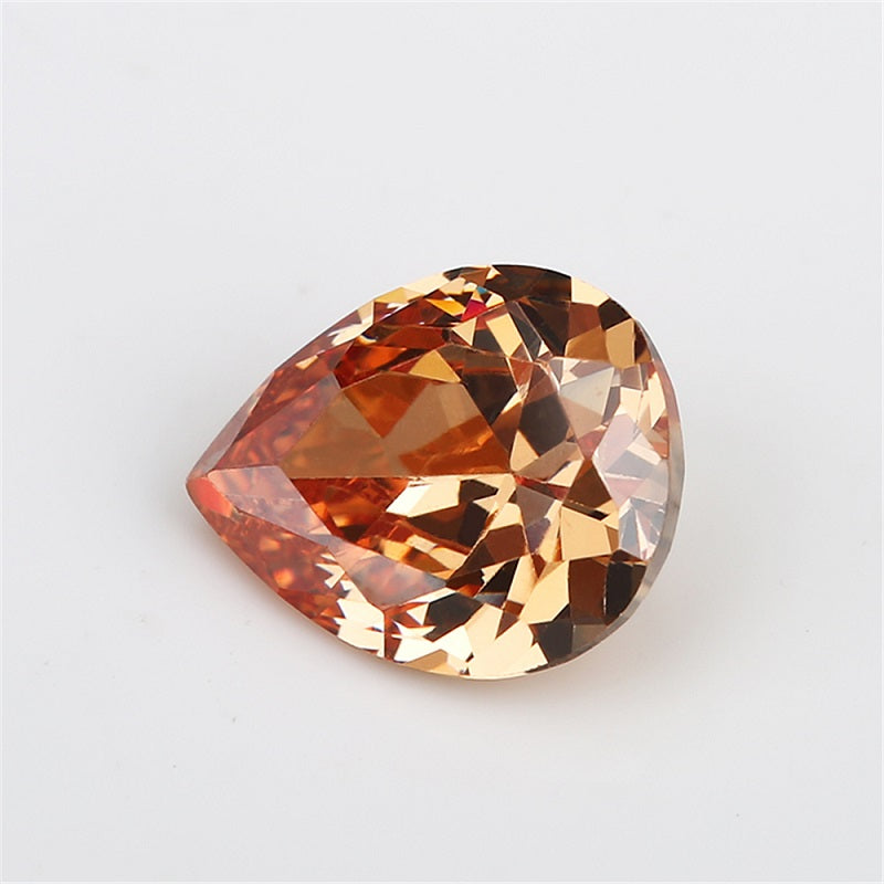 Size 3x5~10x12mm 5A Pear Cut Champagne CZ Stone Loose Cubic Zirconia Synthetic Gemstone for Jewelry