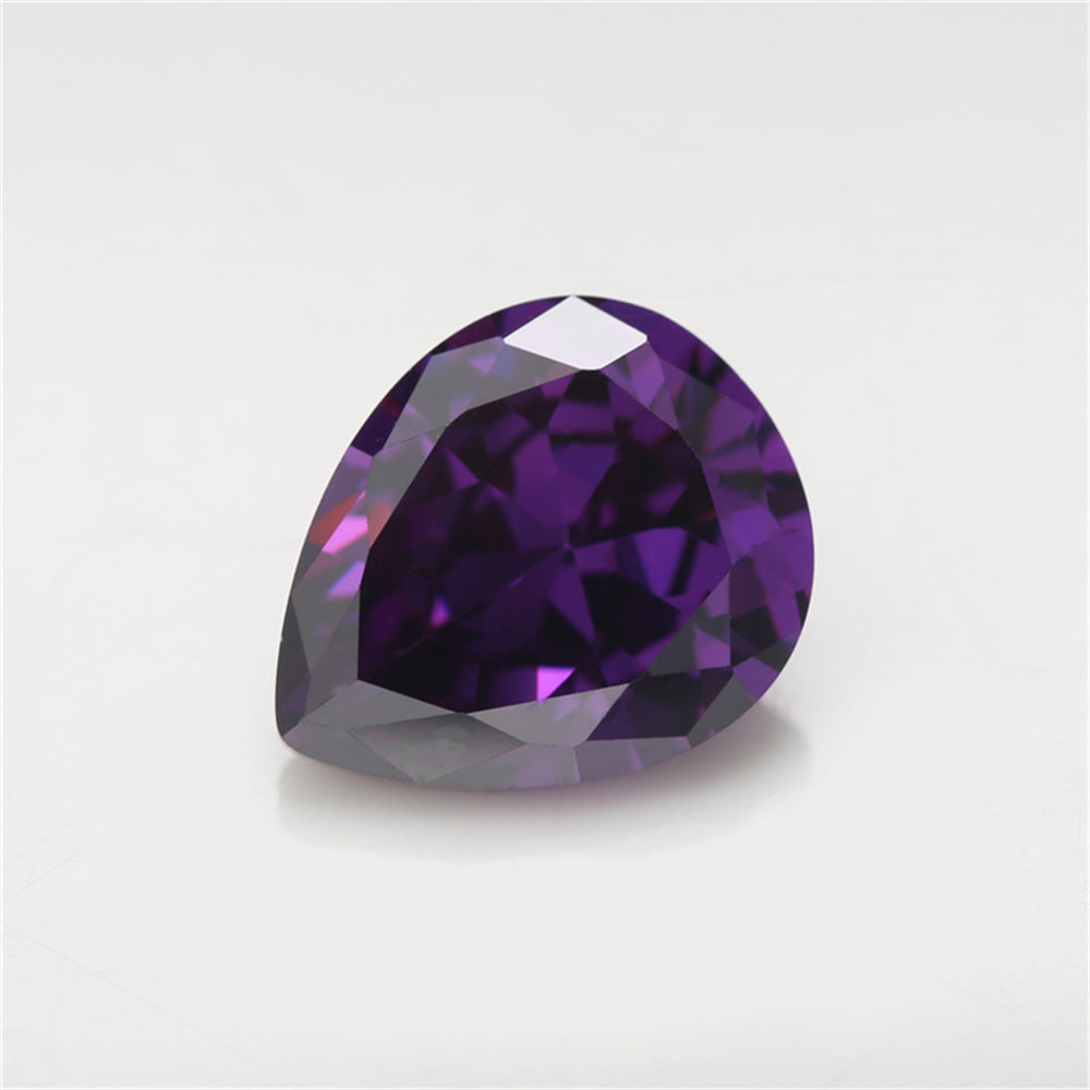 Size 3x5~10x12mm 5A Pear Cut Amethyst Color CZ Stone Loose Cubic Zirconia Synthetic Gemstone for Jewelry