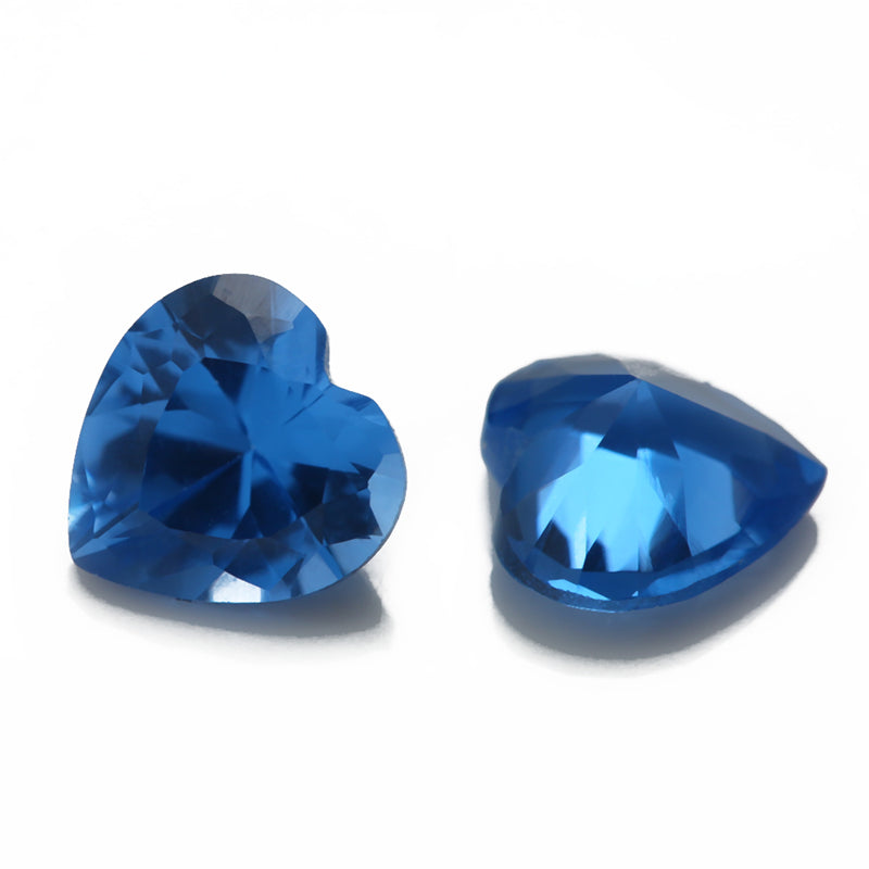 Size 3x3~10x10mm Heart Cut 109# Color Blue Stone Loose Spinel Synthetic Gemstone for Jewelry