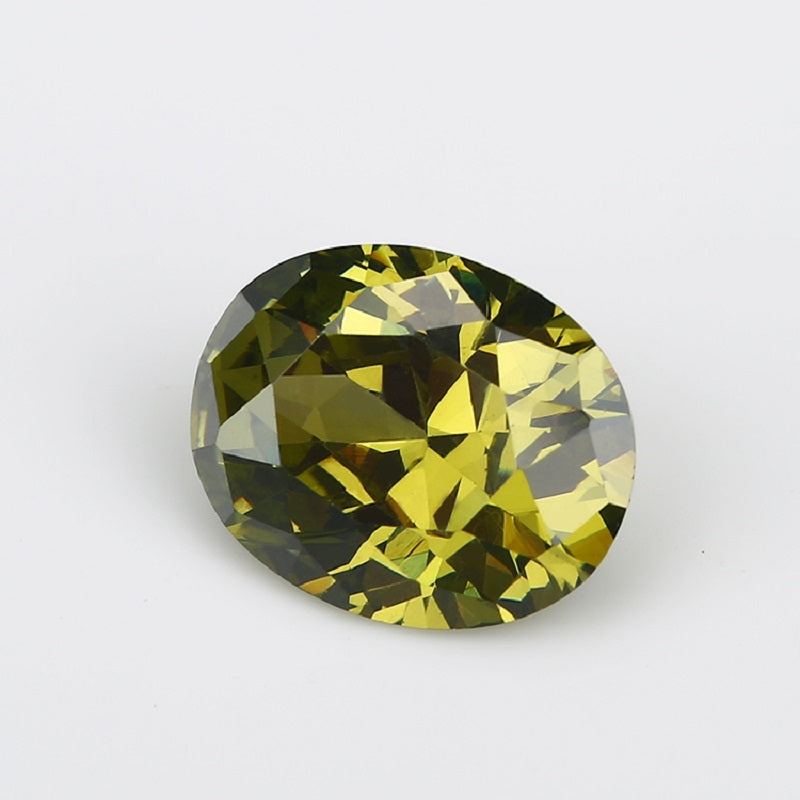 Size 2x3~13x18mm 5A Oval Cut Olive Green CZ Stone Loose Cubic Zirconia Synthetic Gemstone for Jewelry