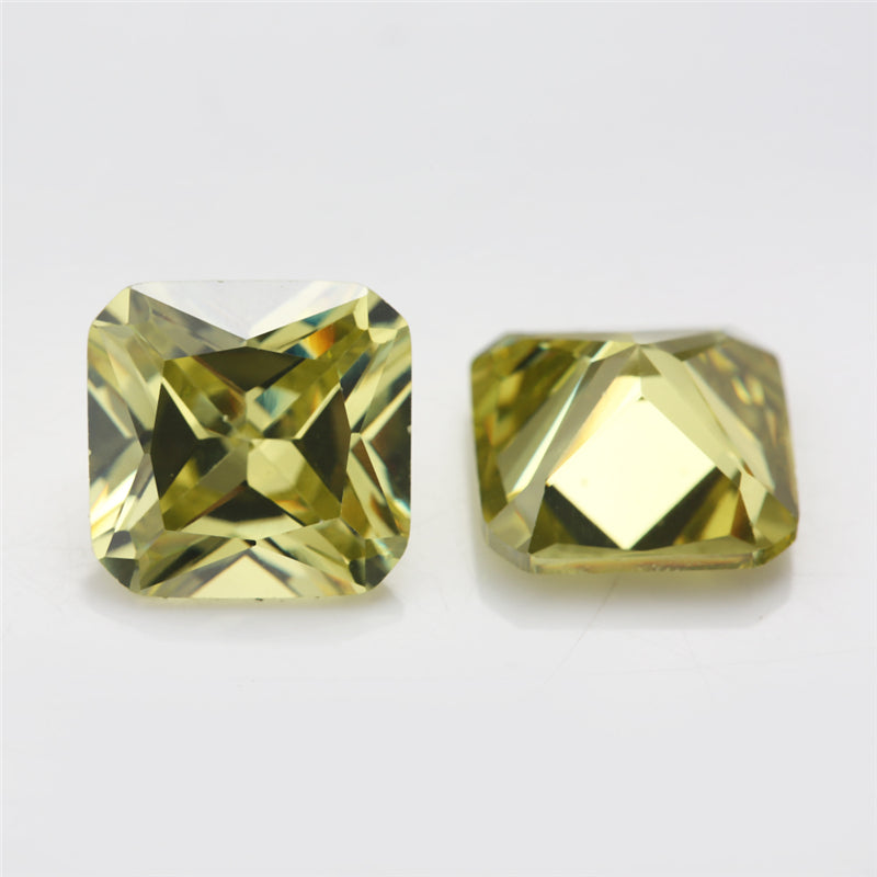 50pcs 3x3-10x10mm 5A Square Octangle Cut Olive Yellow CZ Stone Loose Cubic Zirconia Synthetic Gemstone for Jewelry