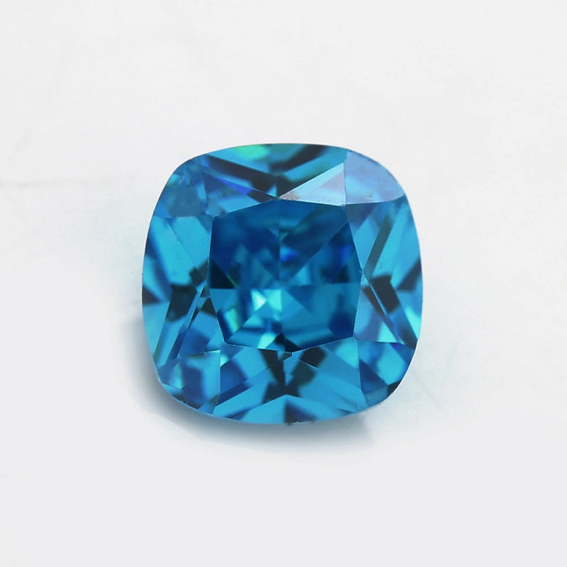Size 4x4-10x10mm 5A Cushion Cut Sea Blue CZ Stone Loose Cubic Zirconia Synthetic Gemstone for Jewelry
