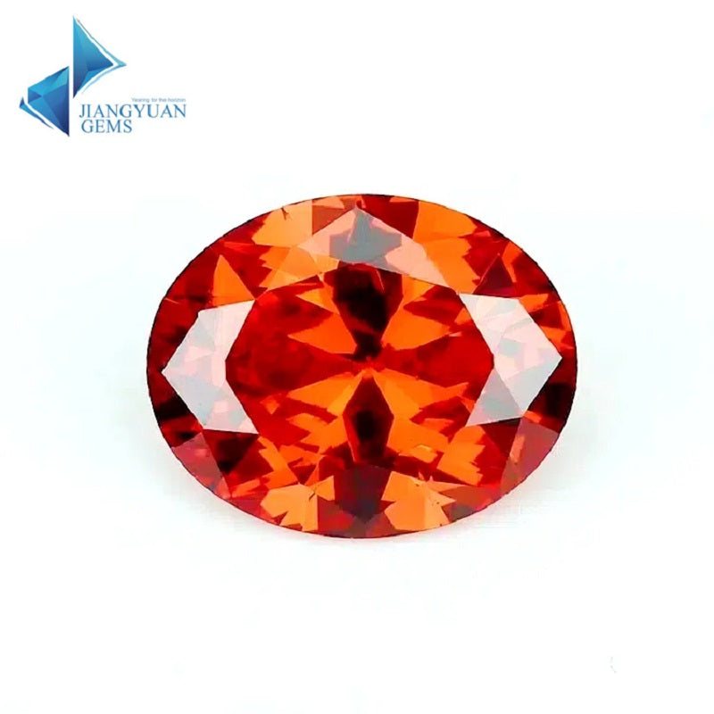 Size 2x3~13x18mm 5A Oval Cut Orange CZ Stone Loose Cubic Zirconia Synthetic Gemstone for Jewelry