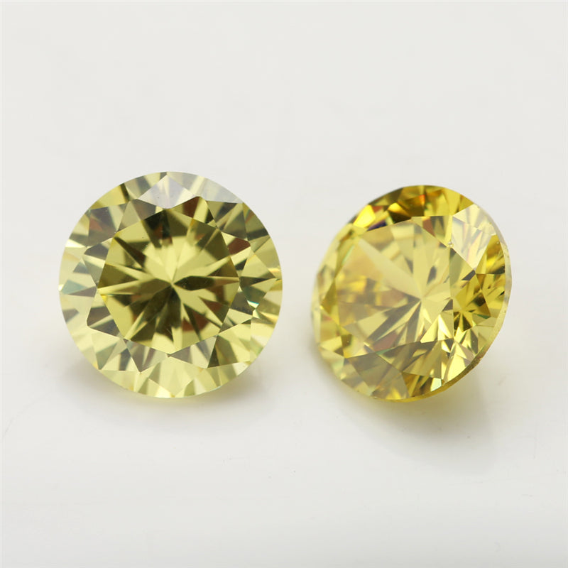 Size 0.8-12.0mm 5A Round Cut Olive Yellow CZ Stone Loose Cubic Zirconia Synthetic Gemstone for Jewelry