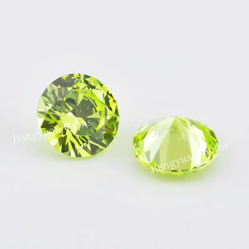Size 0.8~10.0mm 5A Round Cut Apple Green Cubic Zirconia Stone Loose CZ Synthetic Gemstone for Jewelry Making