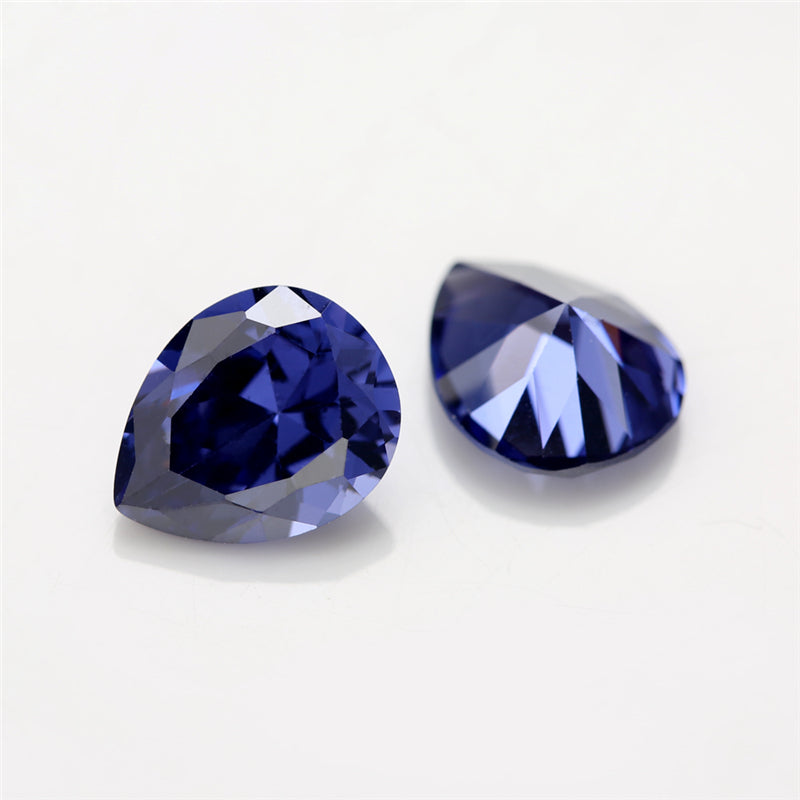 Size 3x5~10x12mm 5A Pear Cut Tanzanite Color CZ Stone Loose Cubic Zirconia Synthetic Gemstone for Jewelry