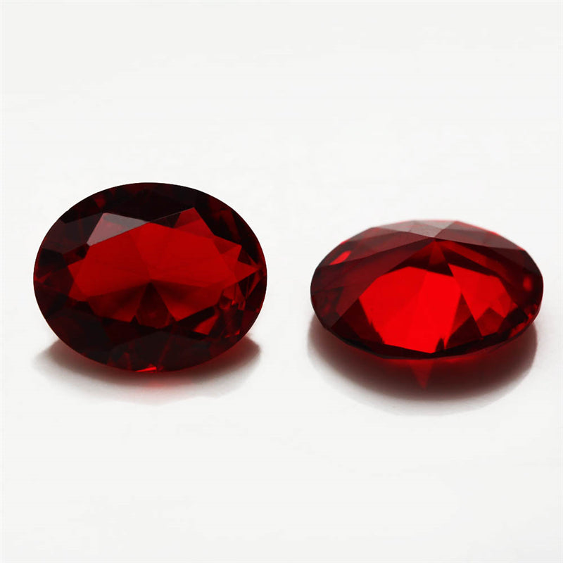 Size 3x5~10x12mm Oval Cut Garnet Color Glass Stone Loose Synthetic Gemstone for Jewelry