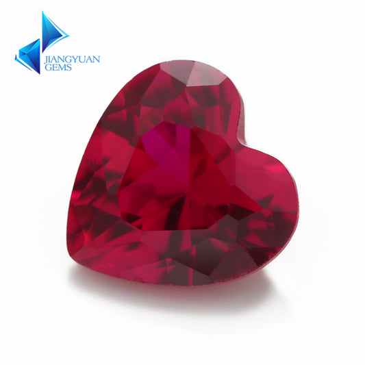 Size 3x3~10x10mm Heart Cut 8# Red Stone Loose Corundum Synthetic Gemstone for Jewelry