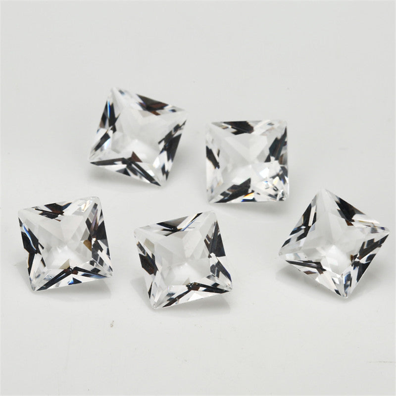 Size 3x3~10x10mm Square Princess Cut White Glass Stone Loose Synthetic Gemstone for Jewelry