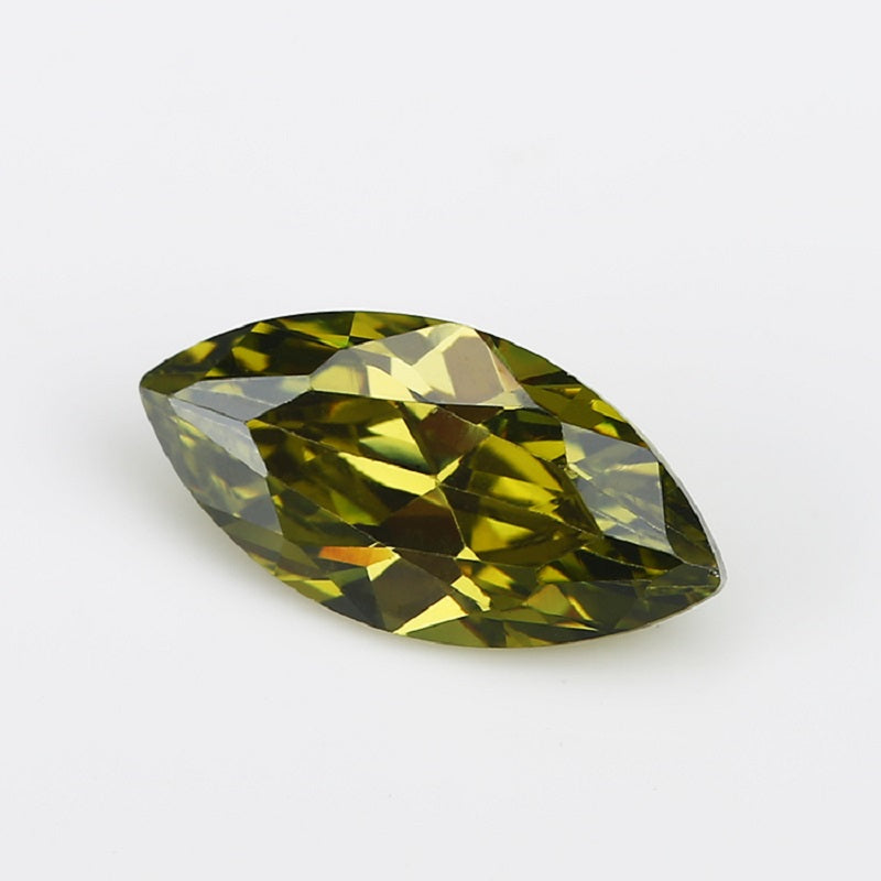 Size 1.5x3~10x20mm 5A Marquise Cut Olive Green CZ Stone Loose Cubic Zirconia Synthetic Gemstone for Jewelry