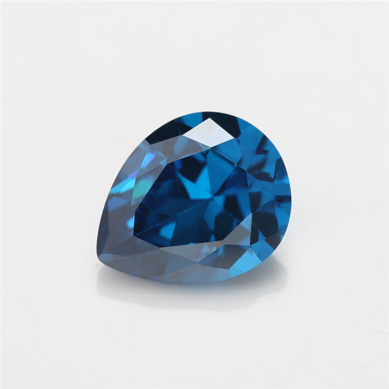 Size 3x5~10x12mm 5A Pear Cut Deep Sea blue CZ Stone Loose Cubic Zirconia Synthetic Gemstone for Jewelry