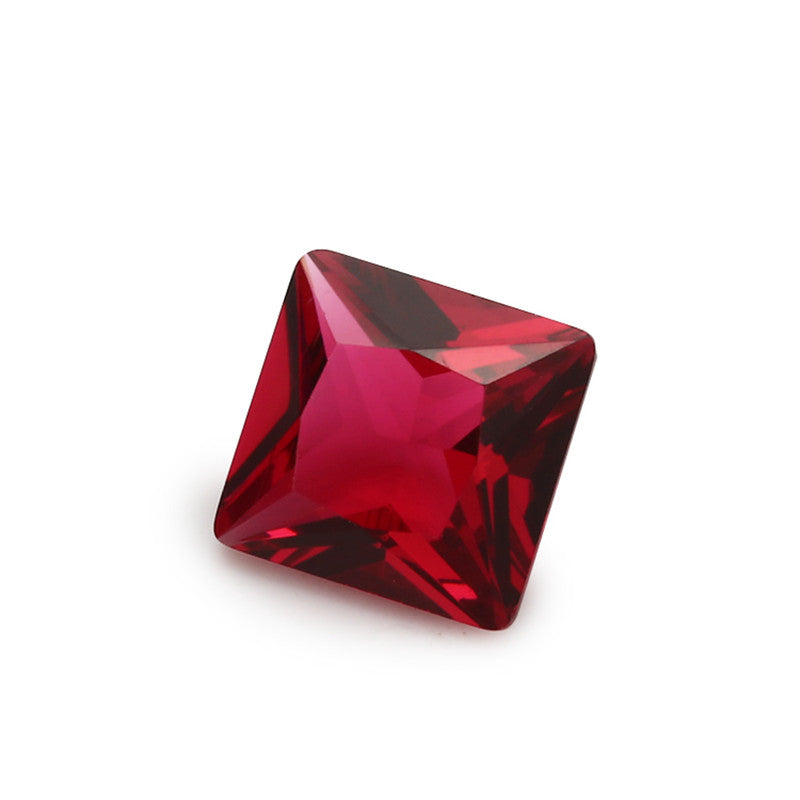 Size 3x3~10x10mm Square Princess Cut Rose Red Glass Stone Loose Synthetic Gemstone for Jewelry