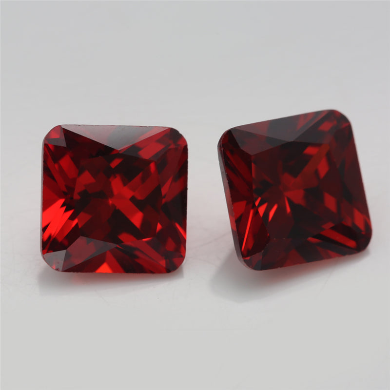 50pcs 3x3~10x10mm 5A Square Octangle Shape Garnet Color CZ Stone Loose Cubic Zirconia Synthetic Gemstone for Jewelry