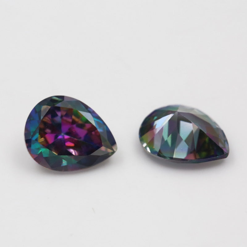 50pcs 3x5-10x12mm 5A Pear Cut Plating Mix Color CZ Stone Loose Cubic Zirconia Synthetic Gemstone for Jewelry