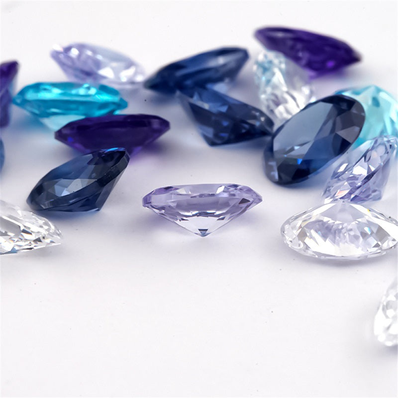 Size 3x5mm~10x12mm Oval Cut Cubic Zirconia Stone White Lavender Violet Tanzanite SeaBlue Mix 5 Color 5A Loose CZ Stones Synthetic Gemstone for Jewelry Making