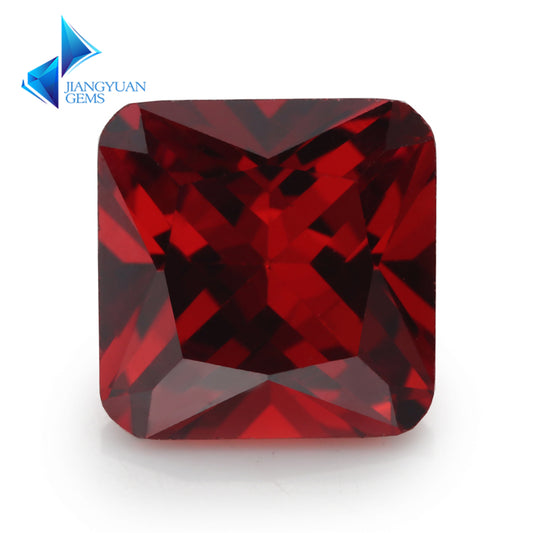 50pcs 3x3~10x10mm 5A Square Octangle Shape Garnet Color CZ Stone Loose Cubic Zirconia Synthetic Gemstone for Jewelry