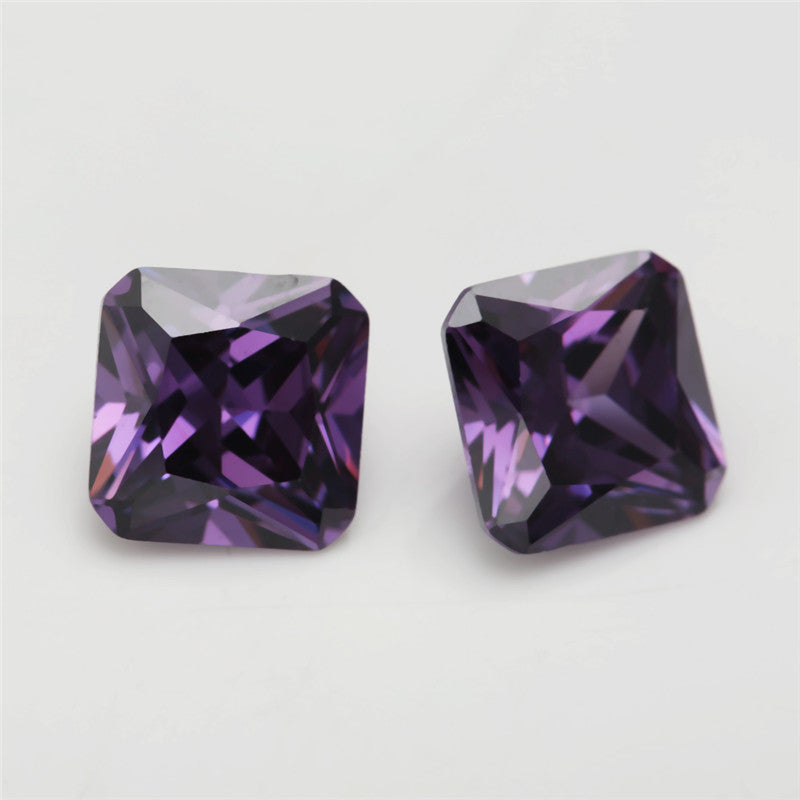 50pcs 3x3-10x10mm 5A Square Octangle Cut Amethyst Color CZ Stone Loose Cubic Zirconia Synthetic Gemstone for Jewelry