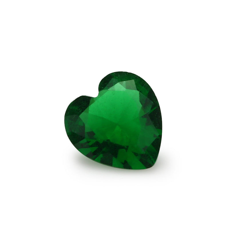 Size 3x3~10x10mm Heart Cut Green Glass Stone Loose Synthetic Gemstone for Jewelry