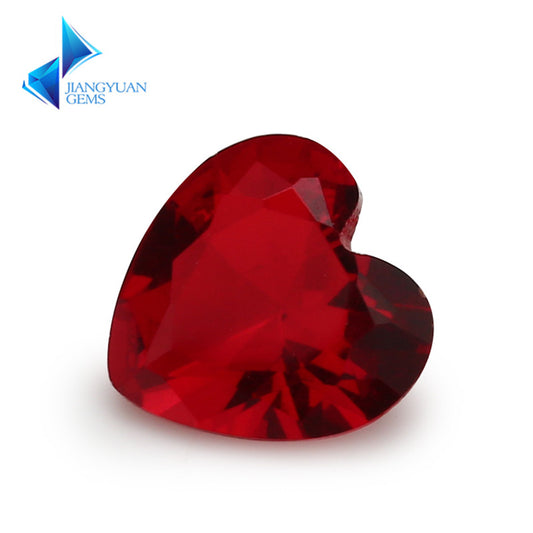 Size 3x3~10x10mm Heart Cut Garnet Color Glass Stone Loose Synthetic Gemstone for Jewelry