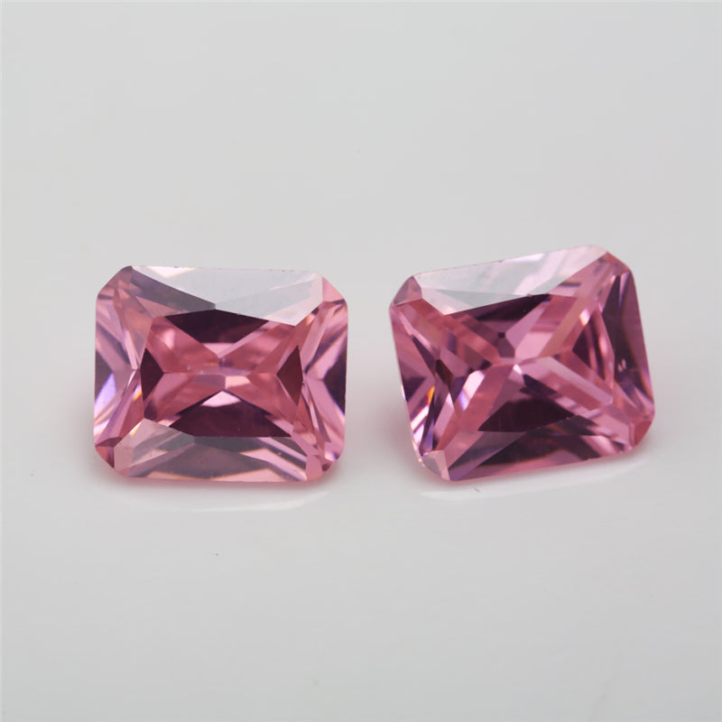 50pcs 4x6~10x12mm 5A Octangle Cut Cut Pink CZ Stone Loose Cubic Zirconia Synthetic Gemstone for Jewelry