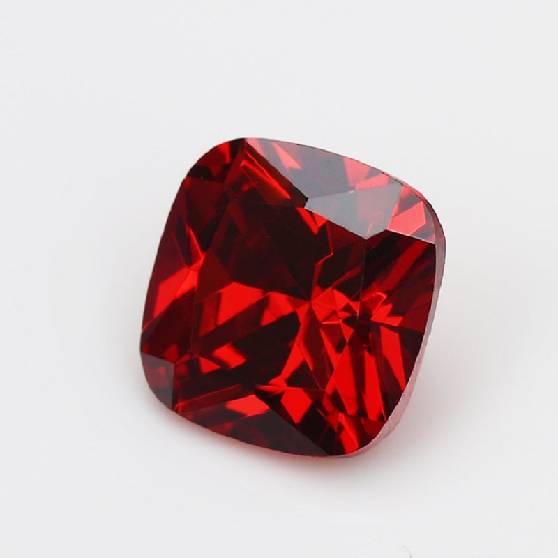 50pcs 4x4~10x10mm 5A Cushion Cut Garnet Color CZ Stone Loose Cubic Zirconia Synthetic Gemstone for Jewelry