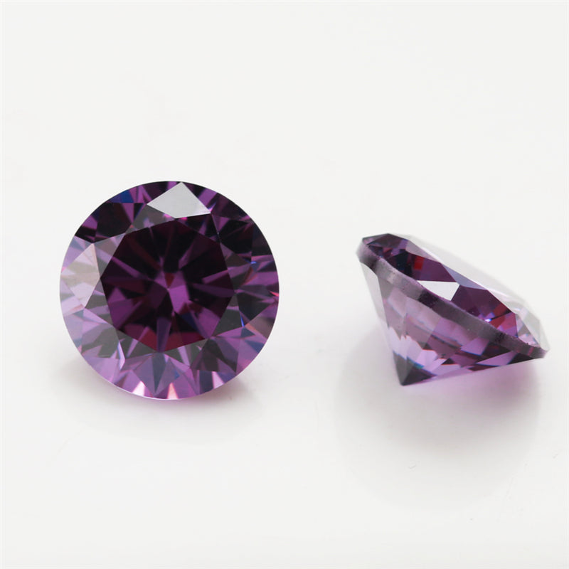 Size 0.8-12.0mm 5A Round Cut Amethyst Color CZ Stone Loose Cubic Zirconia Synthetic Gemstone for Jewelry