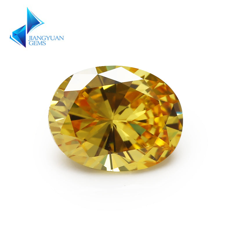 Size 2x3~13x18mm 5A Oval Cut Golden Yellow CZ Stone Loose Cubic Zirconia Synthetic Gemstone for Jewelry