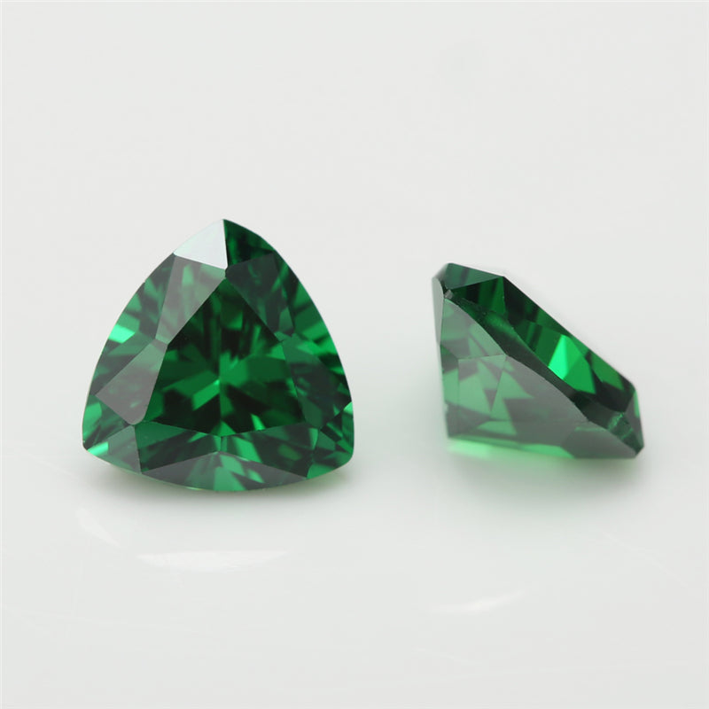 Size 3x3-10x10mm 5A Trillion Cut Green CZ Stone Loose Cubic Zirconia Synthetic Gemstone for Jewelry