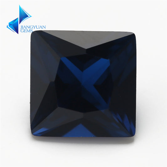 Size 3x3~10x10mm Square Princess Cut 114# Color Blue Stone Loose Spinel Synthetic Gemstone for Jewelry