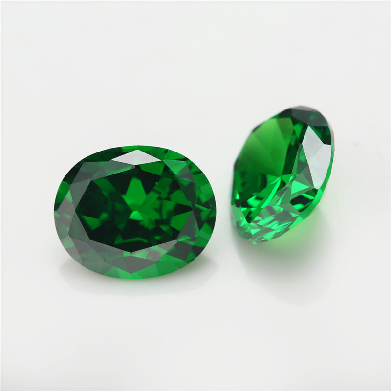 Size 3x5~10x12mm 5A Oval Cut Green CZ Stone Loose Cubic Zirconia Synthetic Gemstone for Jewelry