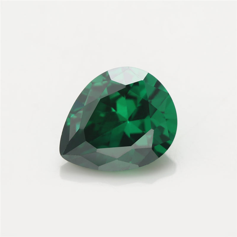 Size 3x5~10x12mm 5A Pear Cut Green CZ Stone Loose Cubic Zirconia Synthetic Gemstone for Jewelry