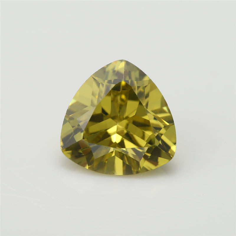 50pcs 3x3~10x10mm 5A Trillion Cut Olive Yellow CZ Stone Loose Cubic Zirconia Synthetic Gemstone for Jewelry