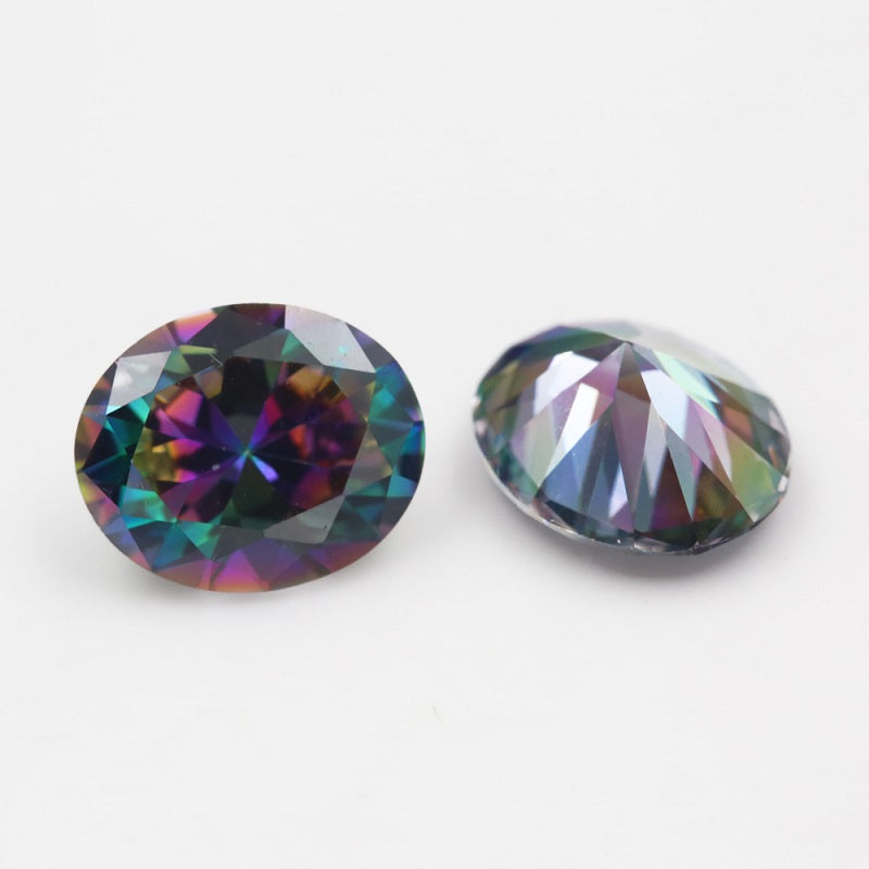 50pcs 3x5-10x12mm 5A Oval Cut Plating Mix Color CZ Stone Loose Cubic Zirconia Synthetic Gemstone for Jewelry