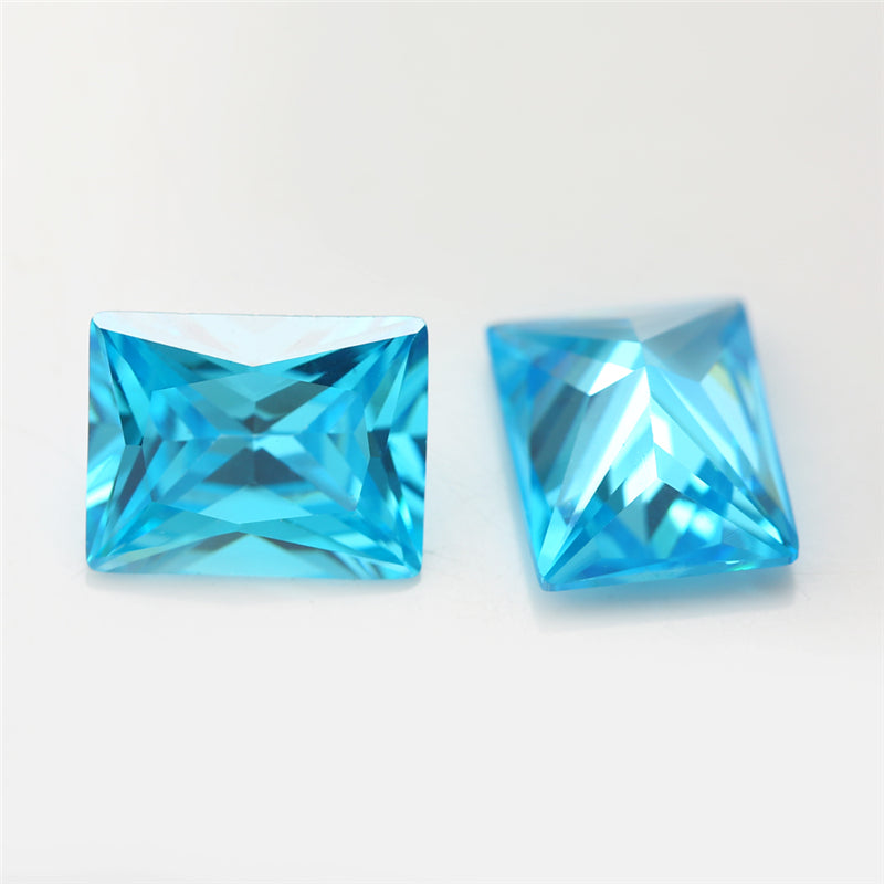 Size 3x5-9x11mm 5A Rectangle Cut Sea Blue CZ Stone Loose Cubic Zirconia Synthetic Gemstone for Jewelry Making