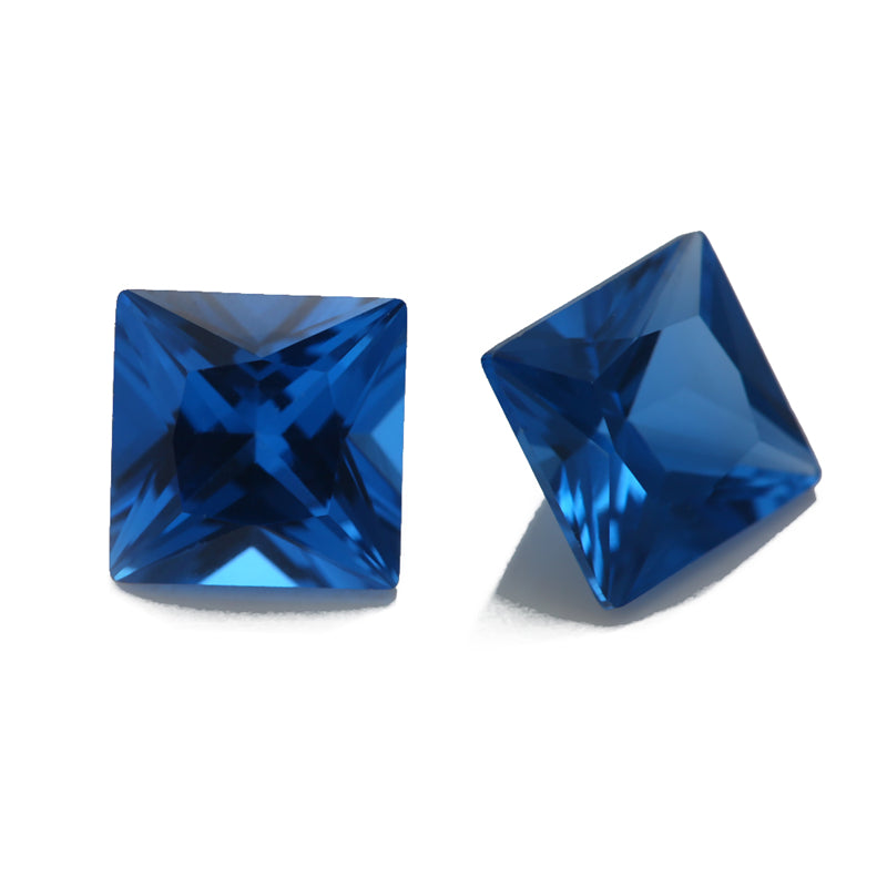 Size 3x3~10x10mm Square Princess Cut 109# Color Blue Stone Loose Spinel Synthetic Gemstone for Jewelry