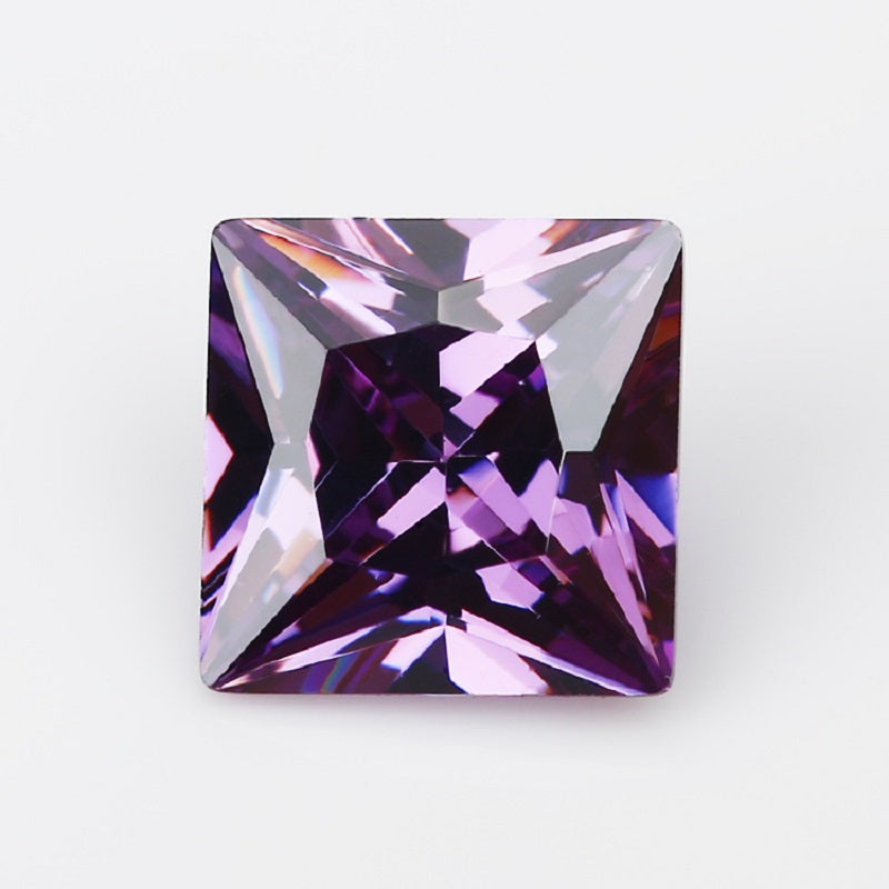 50pcs 1.5x1.5~10x10mm 5A Square Princess Cut Amethyst Color CZ Stone Loose Cubic Zirconia Synthetic Gemstone for Jewelry