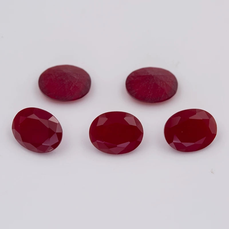 Size 3x5~10x12mm Oval Cut AQ26 Red Glass Stone Loose Synthetic Gemstone for Jewelry