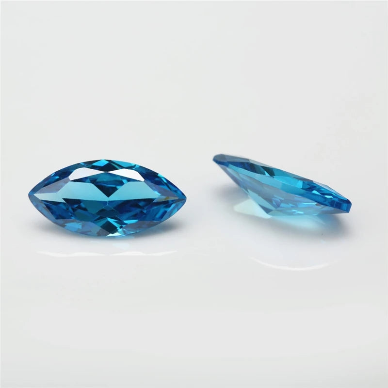 Size 2x4~8x16mm 5A Marquise Cut Deep Sea blue CZ Stone Loose Cubic Zirconia Synthetic Gemstone for Jewelry