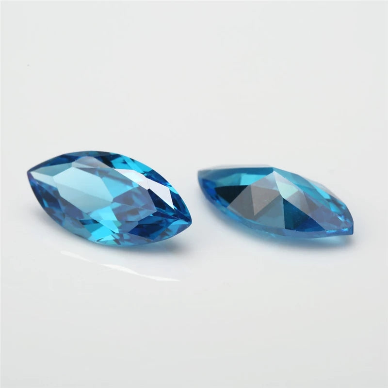 Size 2x4~8x16mm 5A Marquise Cut Deep Sea blue CZ Stone Loose Cubic Zirconia Synthetic Gemstone for Jewelry