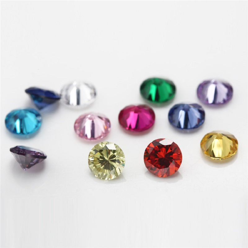 1PCS Per Colors Total 12pcs Size 4mm~10mm Round Shape Loose Cubic Zirconia Stone Synthetic Spinel 113# Synthetic Corundum 5#