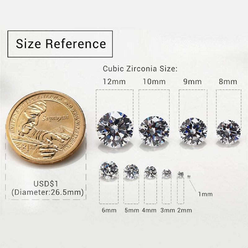 500pcs 0.7-5.75mm 5A Round Cut White CZ Stone Loose Cubic Zirconia Synthetic Gemstone for Jewelry