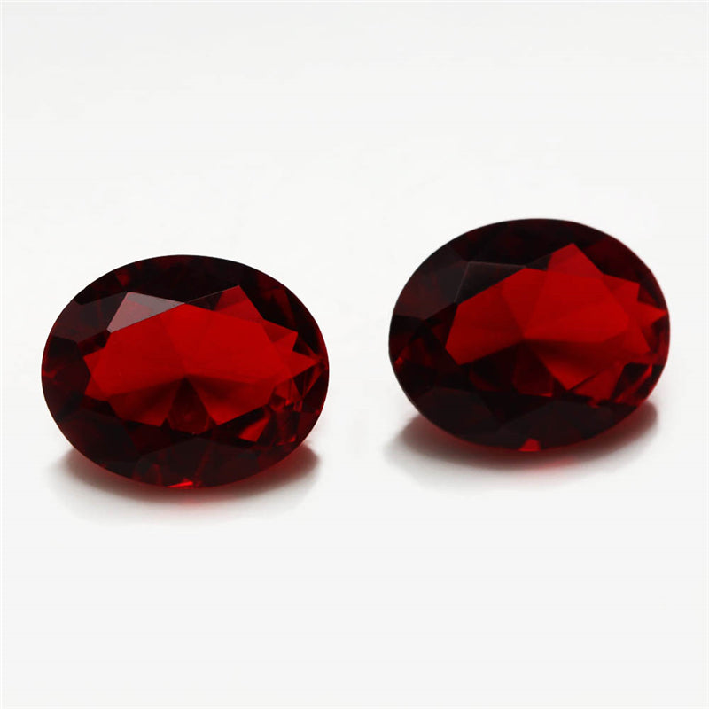 Size 3x5~10x12mm Oval Cut Garnet Color Glass Stone Loose Synthetic Gemstone for Jewelry