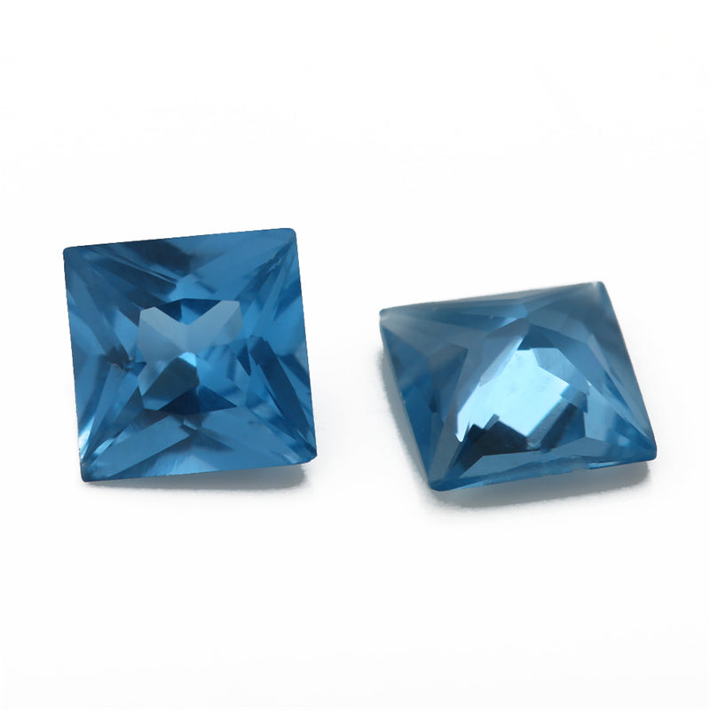 Size 3x3~10x10mm Square Princess Cut 120# Color Blue Stone Loose Spinel Synthetic Gemstone for Jewelry