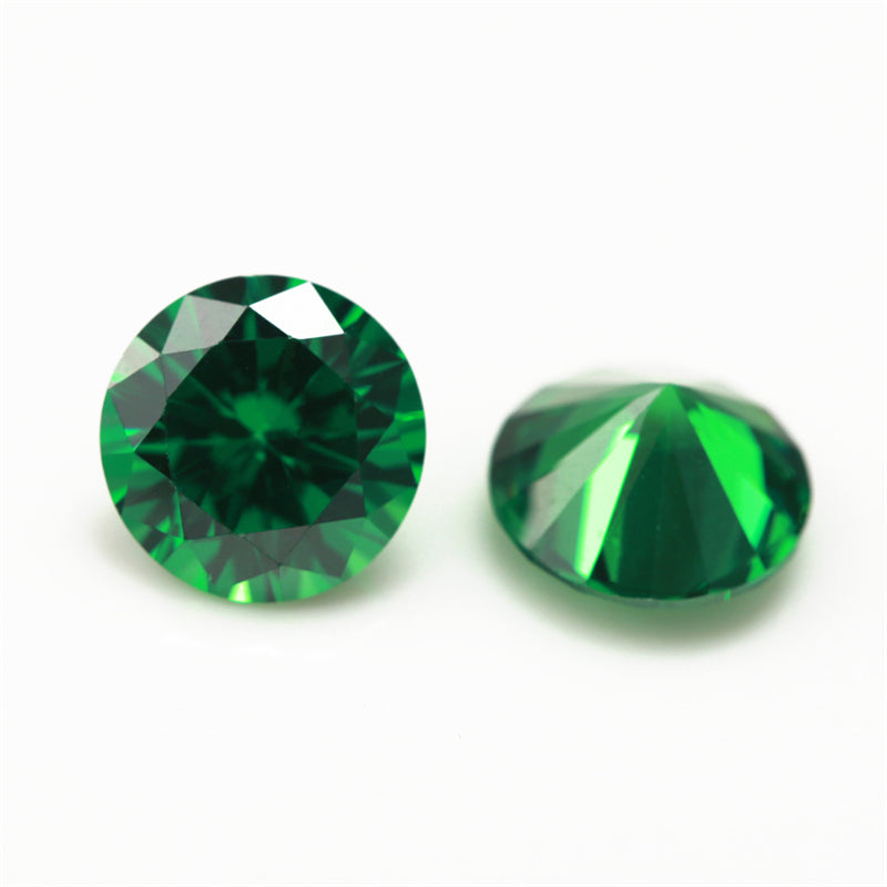 Size 1.0-10.0mm 5A Round Cut Green CZ Stone Loose Cubic Zirconia Synthetic Gemstone for Jewelry