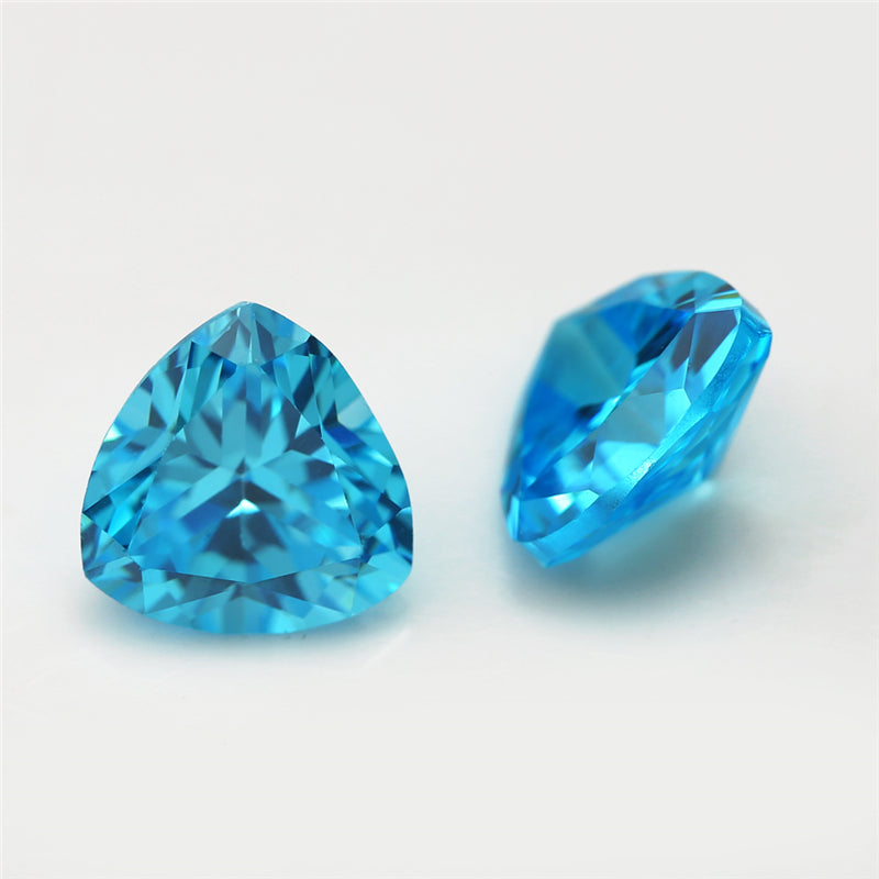 Size 3x3-10x10mm 5A Trillion Cut Sea Blue CZ Stone Loose Cubic Zirconia Synthetic Gemstone for Jewelry