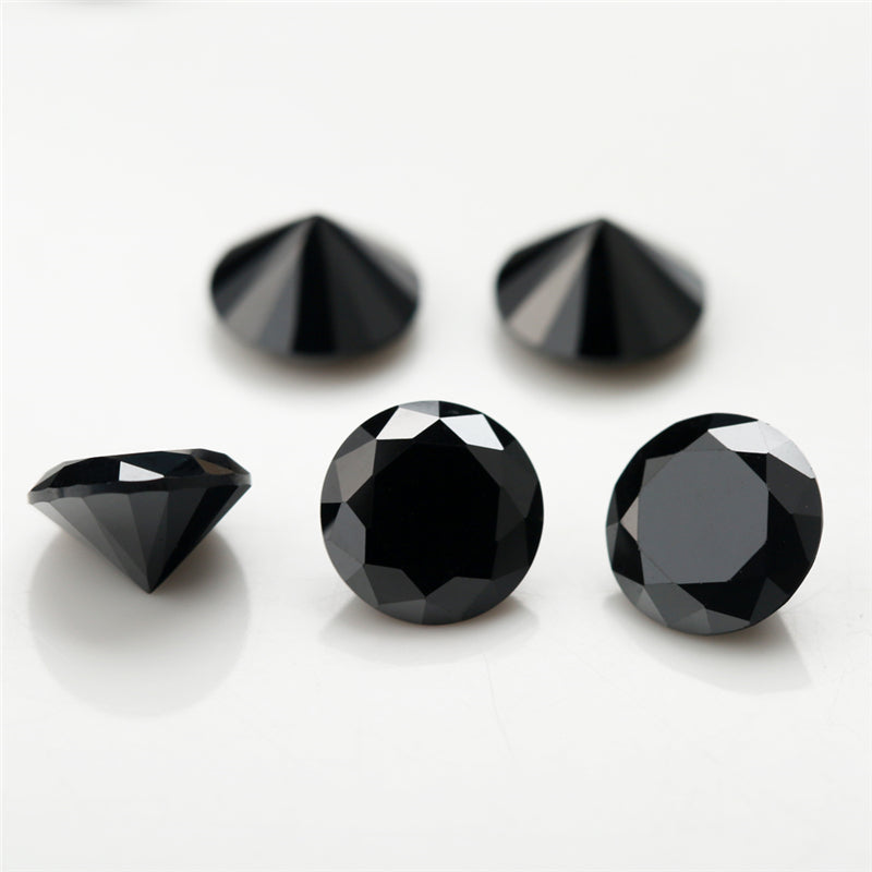 Size 1.0~3.0mm Round Cut Black Spinel Synthetic Gemstone Loose Stone for Jewelry